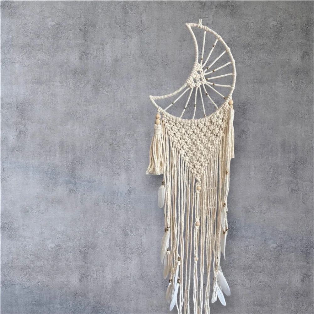 Boho Moon Dreamcatcher-Style Wall Hanging NWOT